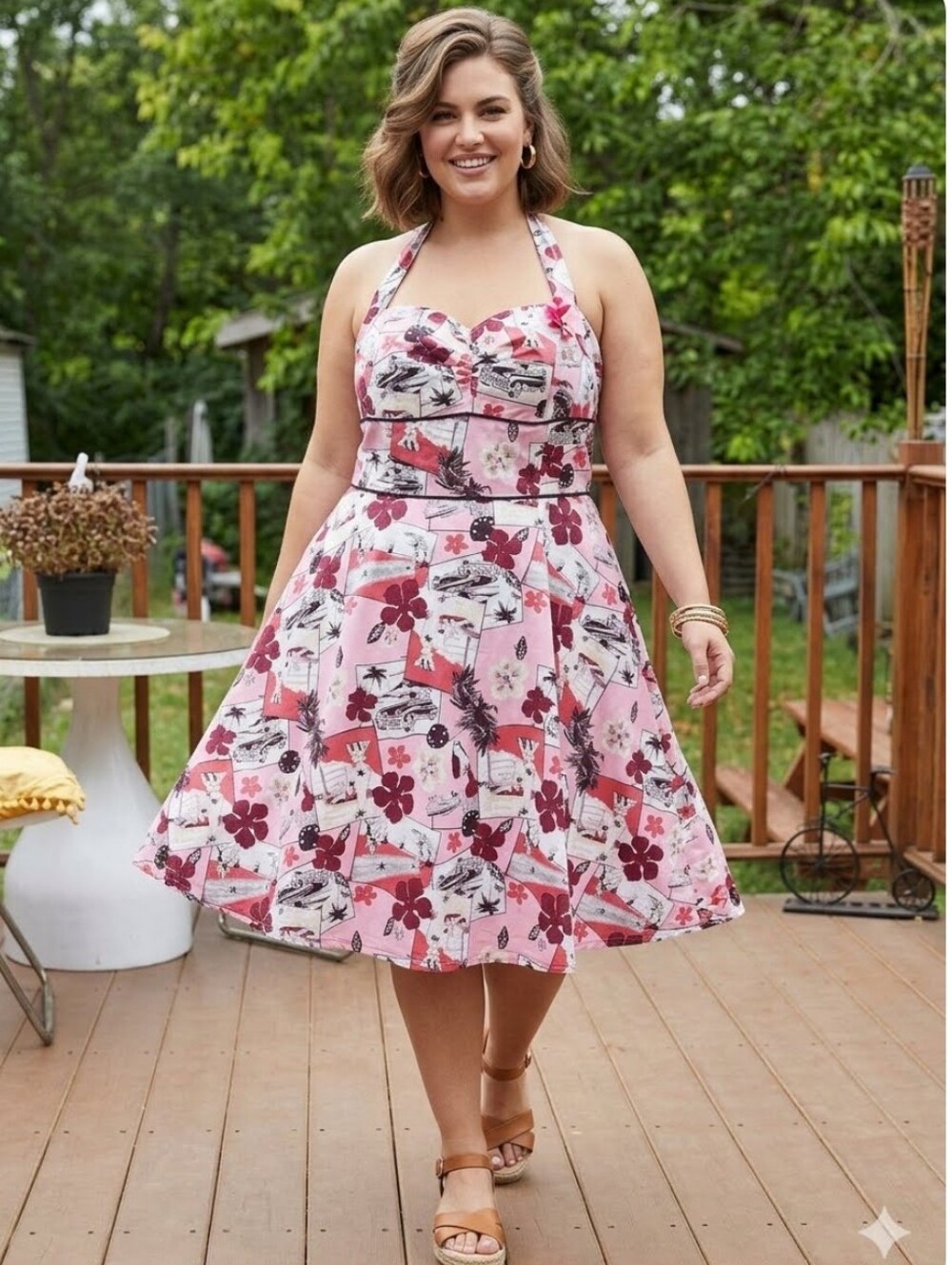 TORRID Novelty Print Halter Neck Cotton Plus Size Dress size 22